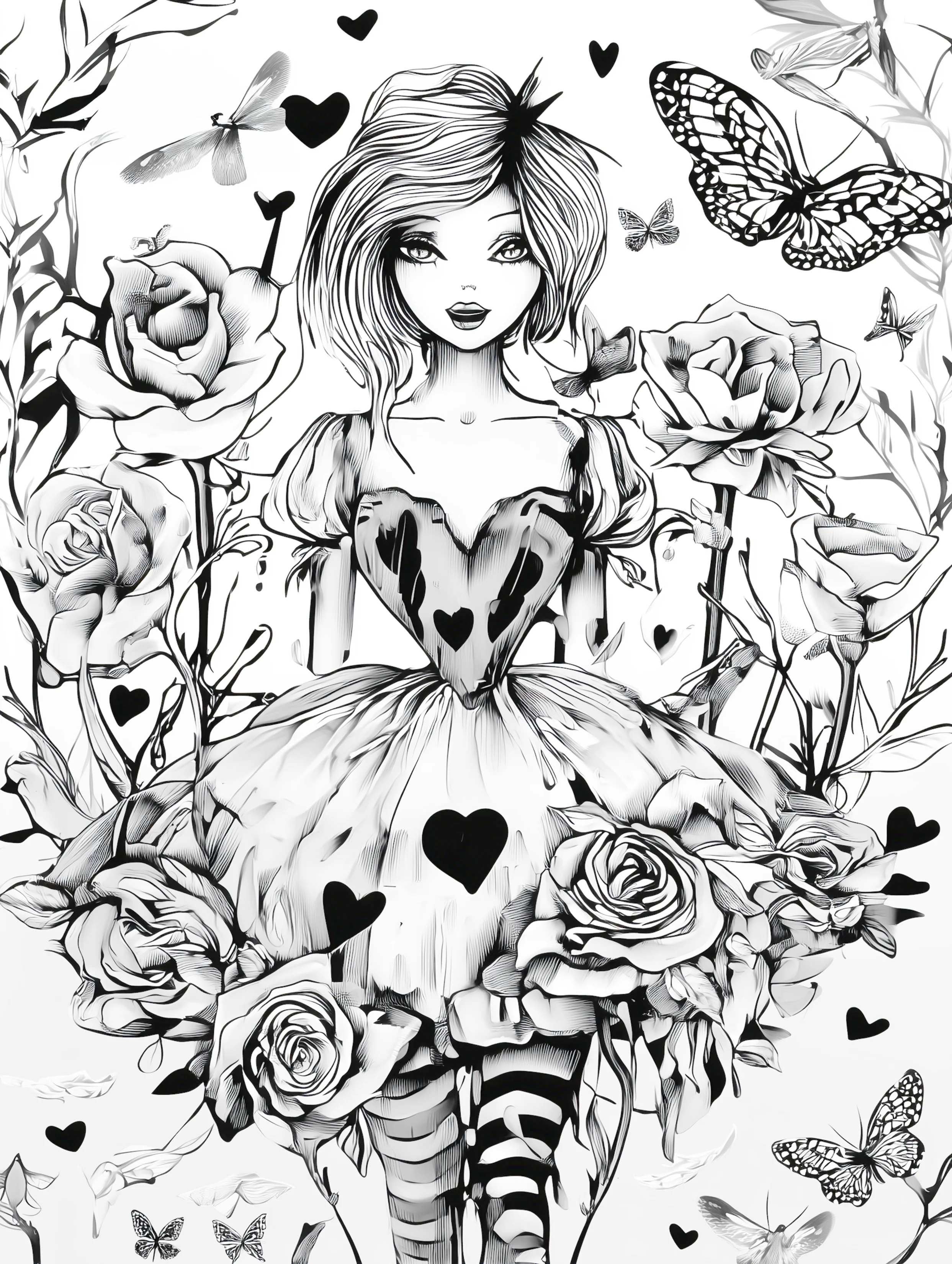 Free printable beautiful fairy coloring page featuring striped leggings fairy